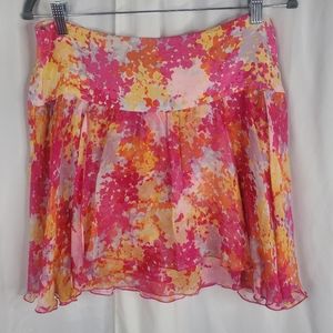 Diane Von Furstenberg Floral Silk Flowy Mini Skirt Size 8
